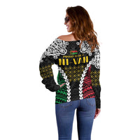 Halo Vanuatu Pride Off Shoulder Sweater Vanuatuan Sand Drawing Pattern