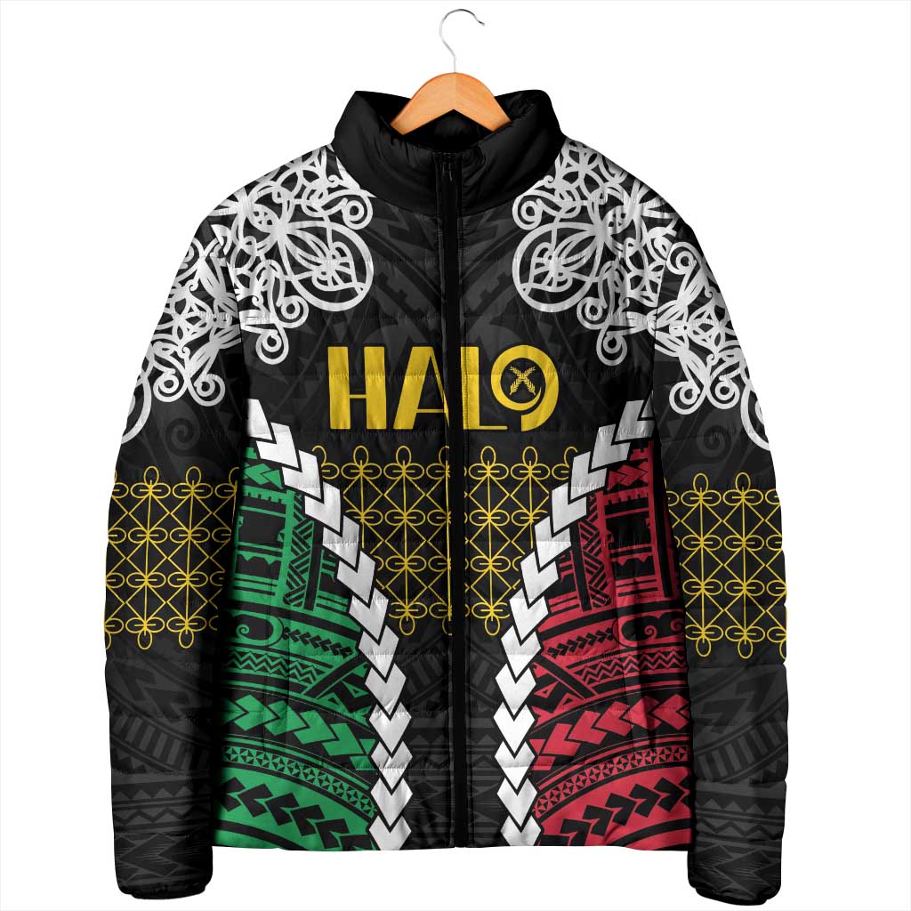 Halo Vanuatu Pride Padded Jacket Vanuatuan Sand Drawing Pattern LT9 - Polynesian Pride