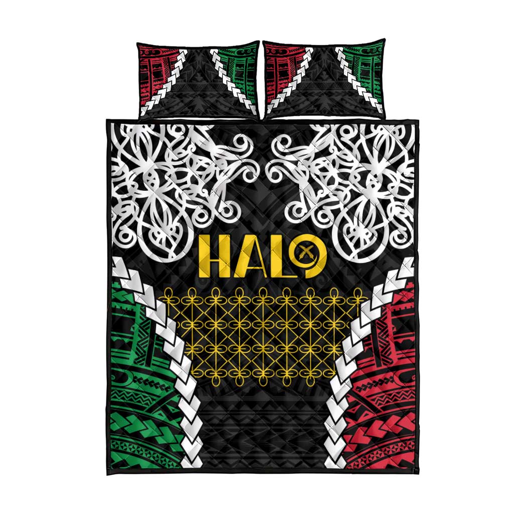 Halo Vanuatu Pride Quilt Bed Set Vanuatuan Sand Drawing Pattern LT9 - Polynesian Pride