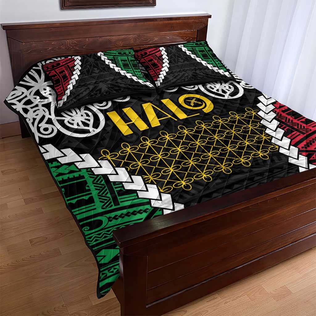 Halo Vanuatu Pride Quilt Bed Set Vanuatuan Sand Drawing Pattern LT9 - Polynesian Pride