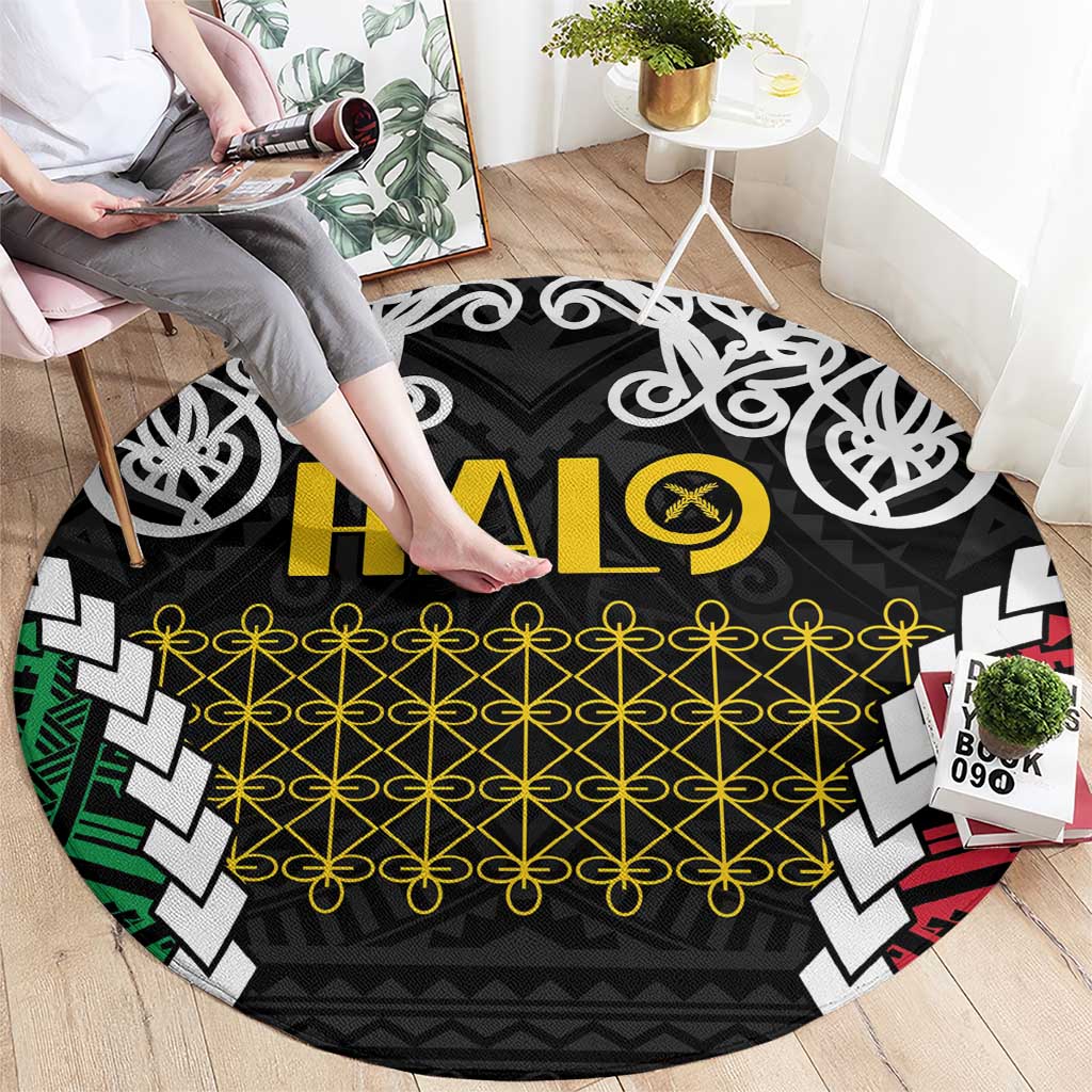 Halo Vanuatu Pride Round Carpet Vanuatuan Sand Drawing Pattern