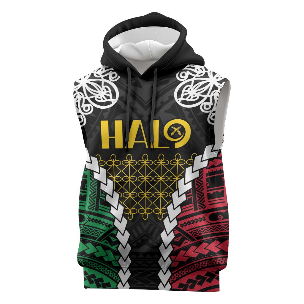 Halo Vanuatu Pride Sleeveless Hoodie Vanuatuan Sand Drawing Pattern - Polynesian Pride