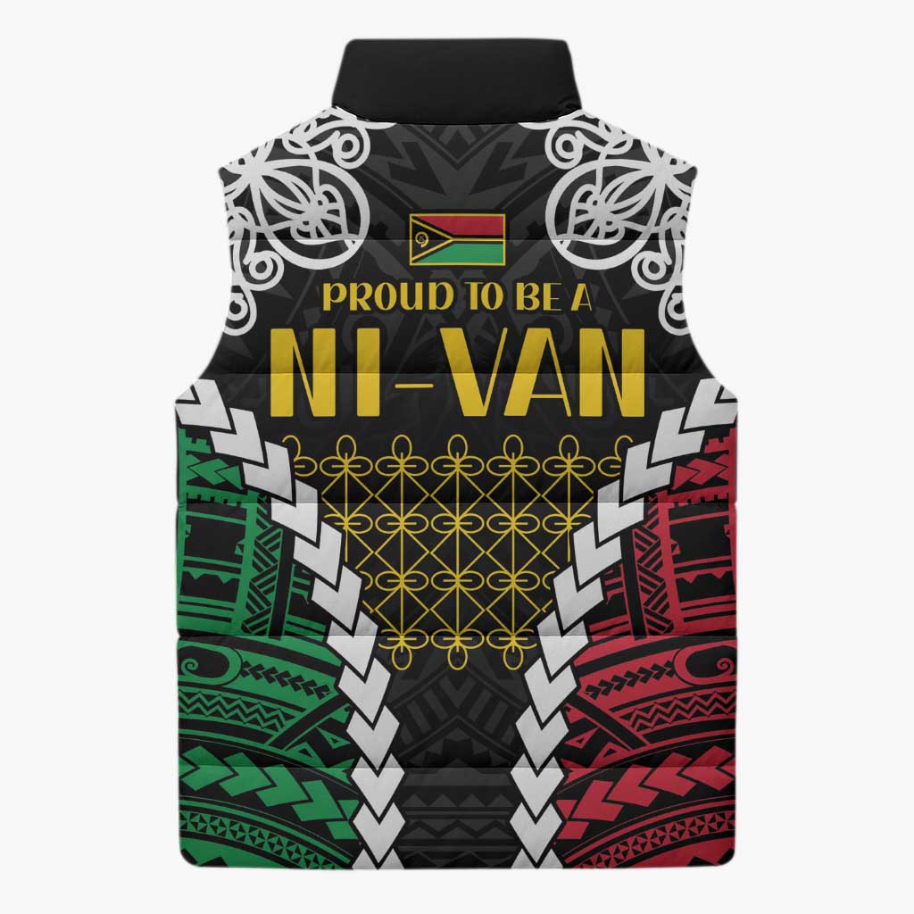 Halo Vanuatu Pride Sleeveless Puffer Jacket Vanuatuan Sand Drawing Pattern LT9 - Polynesian Pride