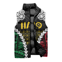 Halo Vanuatu Pride Sleeveless Puffer Jacket Vanuatuan Sand Drawing Pattern LT9 - Polynesian Pride