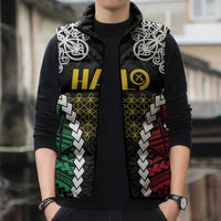 Halo Vanuatu Pride Sleeveless Puffer Jacket Vanuatuan Sand Drawing Pattern LT9 - Polynesian Pride