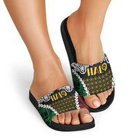 Halo Vanuatu Pride Slide Sandals Vanuatuan Sand Drawing Pattern - Polynesian Pride