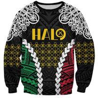 Halo Vanuatu Pride Sweatshirt Vanuatuan Sand Drawing Pattern LT9 Unisex Black - Polynesian Pride