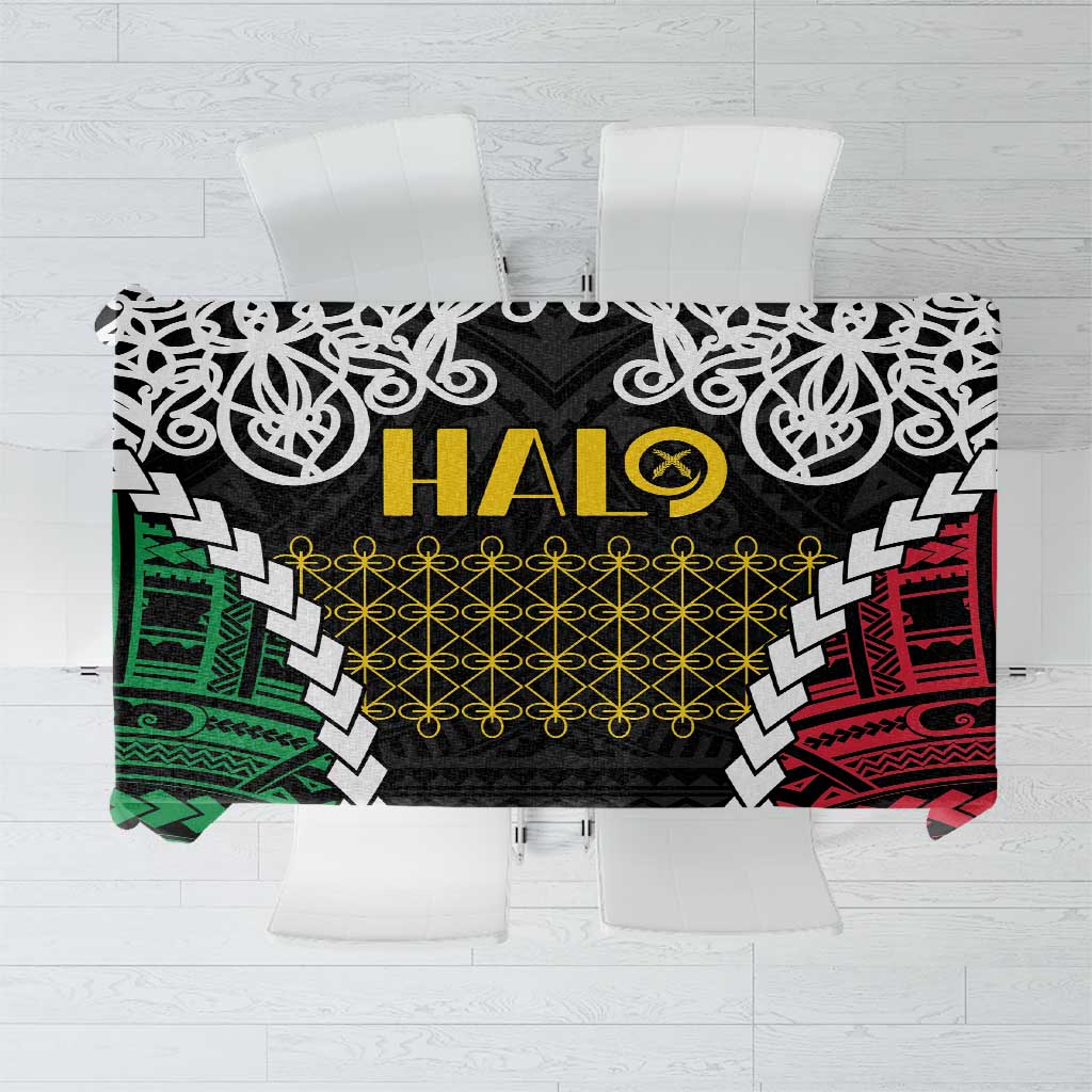 Halo Vanuatu Pride Tablecloth Vanuatuan Sand Drawing Pattern LT9 Black - Polynesian Pride