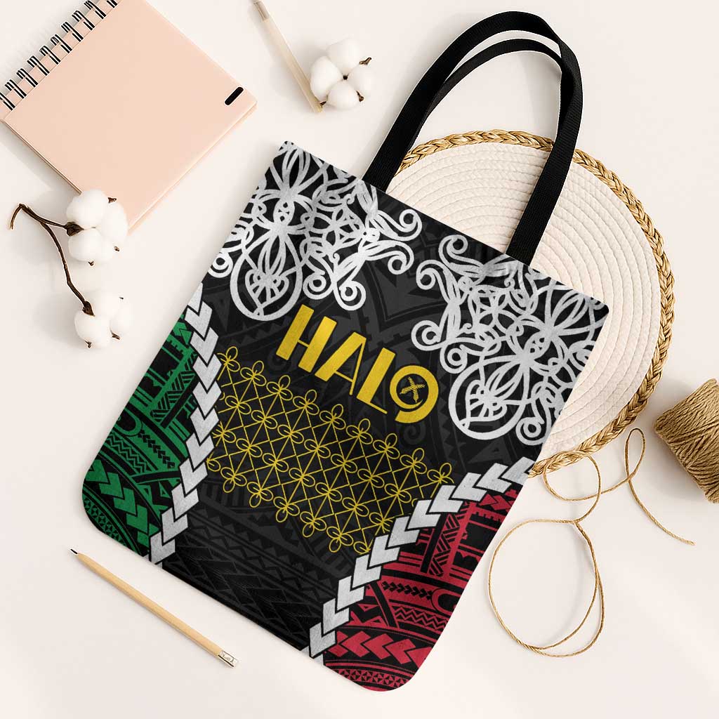 Halo Vanuatu Pride Tote Bag Vanuatuan Sand Drawing Pattern - Polynesian Pride