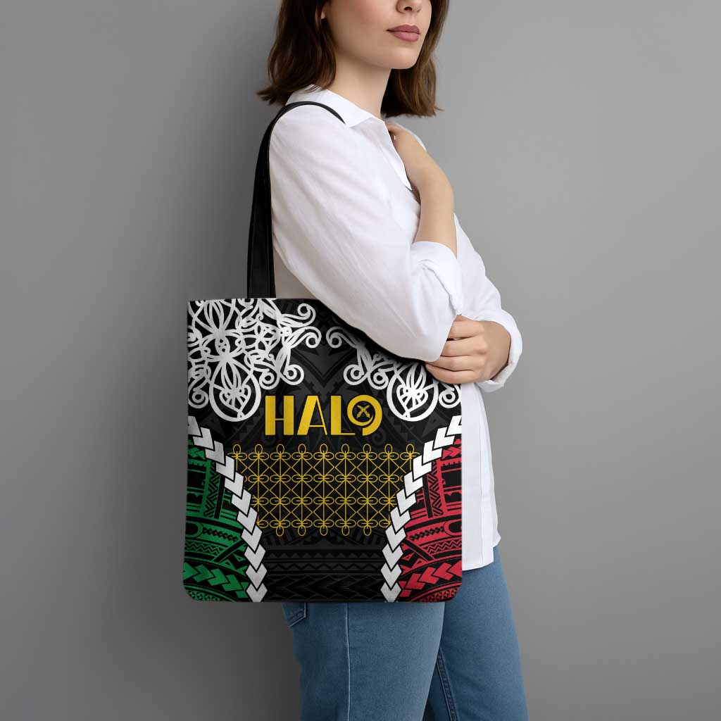 Halo Vanuatu Pride Tote Bag Vanuatuan Sand Drawing Pattern - Polynesian Pride