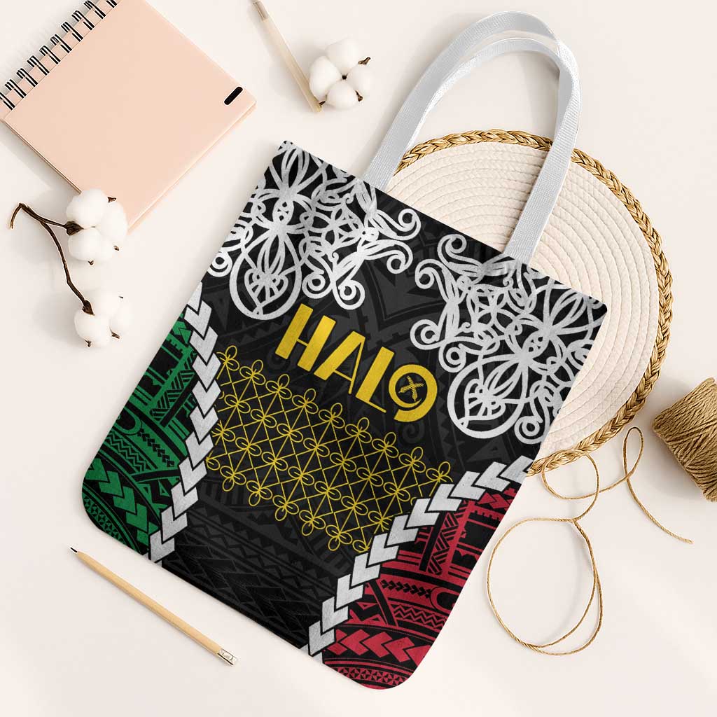Halo Vanuatu Pride Tote Bag Vanuatuan Sand Drawing Pattern - Polynesian Pride