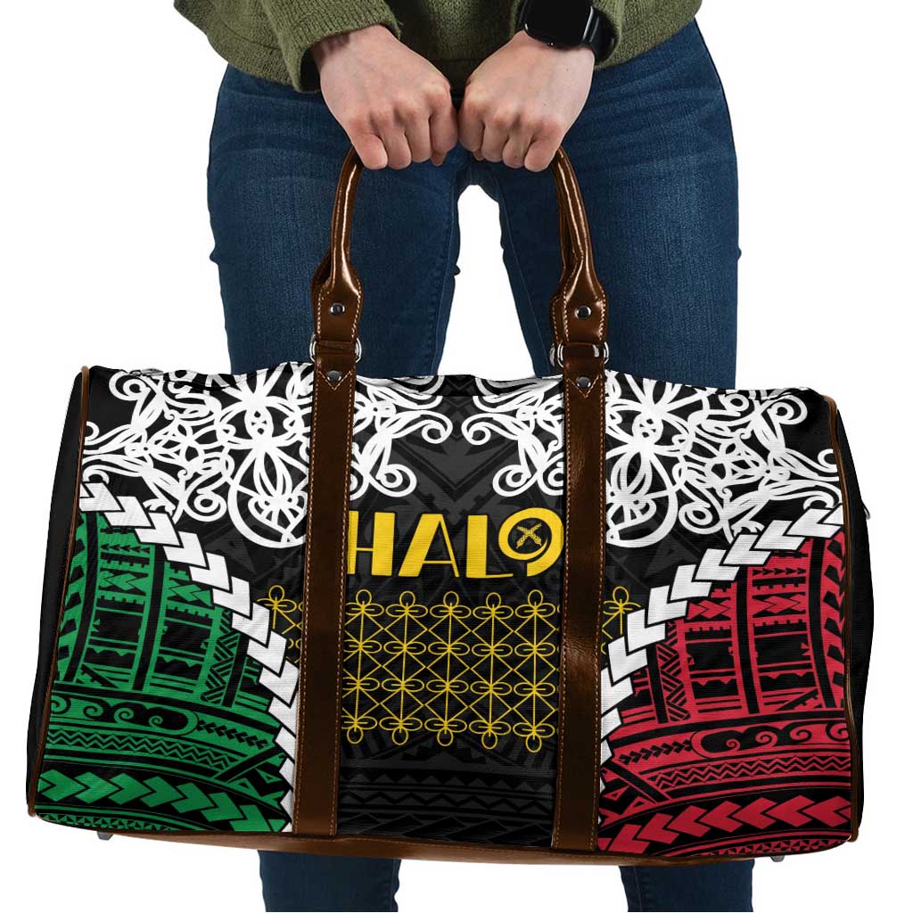 Halo Vanuatu Pride Travel Bag Vanuatuan Sand Drawing Pattern - Polynesian Pride
