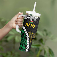 Halo Vanuatu Pride Tumbler With Handle Vanuatuan Sand Drawing Pattern