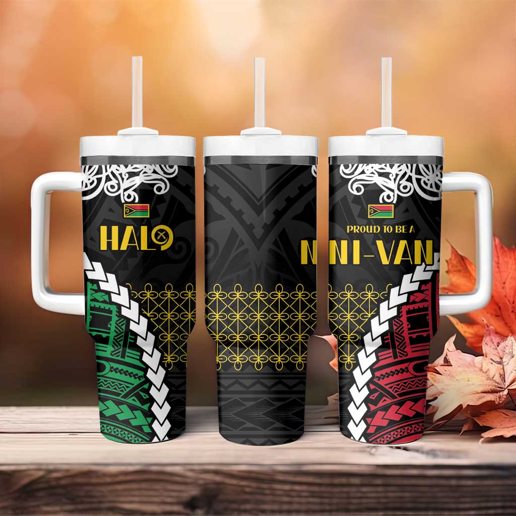 Halo Vanuatu Pride Tumbler With Handle Vanuatuan Sand Drawing Pattern