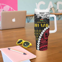 Halo Vanuatu Pride Tumbler With Handle Vanuatuan Sand Drawing Pattern