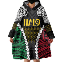 Halo Vanuatu Pride Wearable Blanket Hoodie Vanuatuan Sand Drawing Pattern
