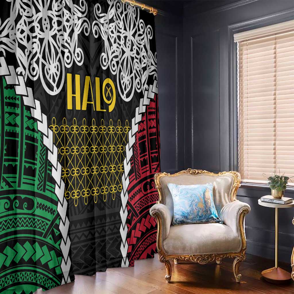 Halo Vanuatu Pride Window Curtain Vanuatuan Sand Drawing Pattern LT9 - Polynesian Pride