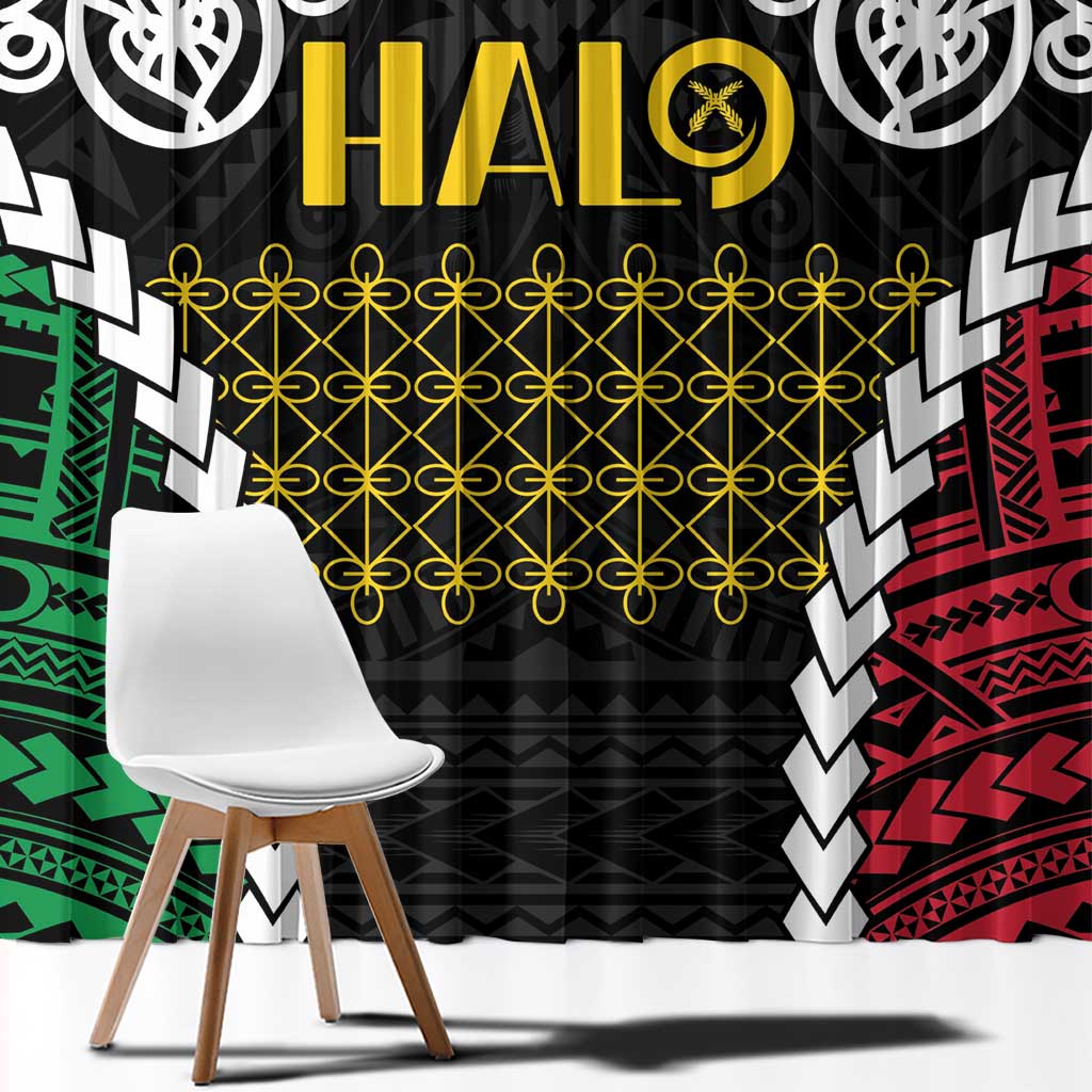 Halo Vanuatu Pride Window Curtain Vanuatuan Sand Drawing Pattern LT9 - Polynesian Pride