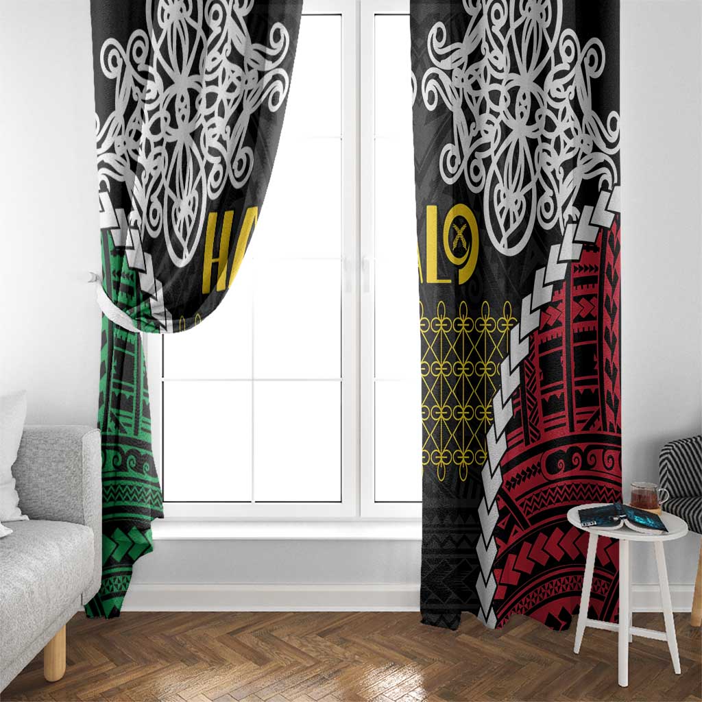 Halo Vanuatu Pride Window Curtain Vanuatuan Sand Drawing Pattern LT9 - Polynesian Pride