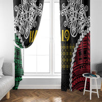 Halo Vanuatu Pride Window Curtain Vanuatuan Sand Drawing Pattern LT9 - Polynesian Pride