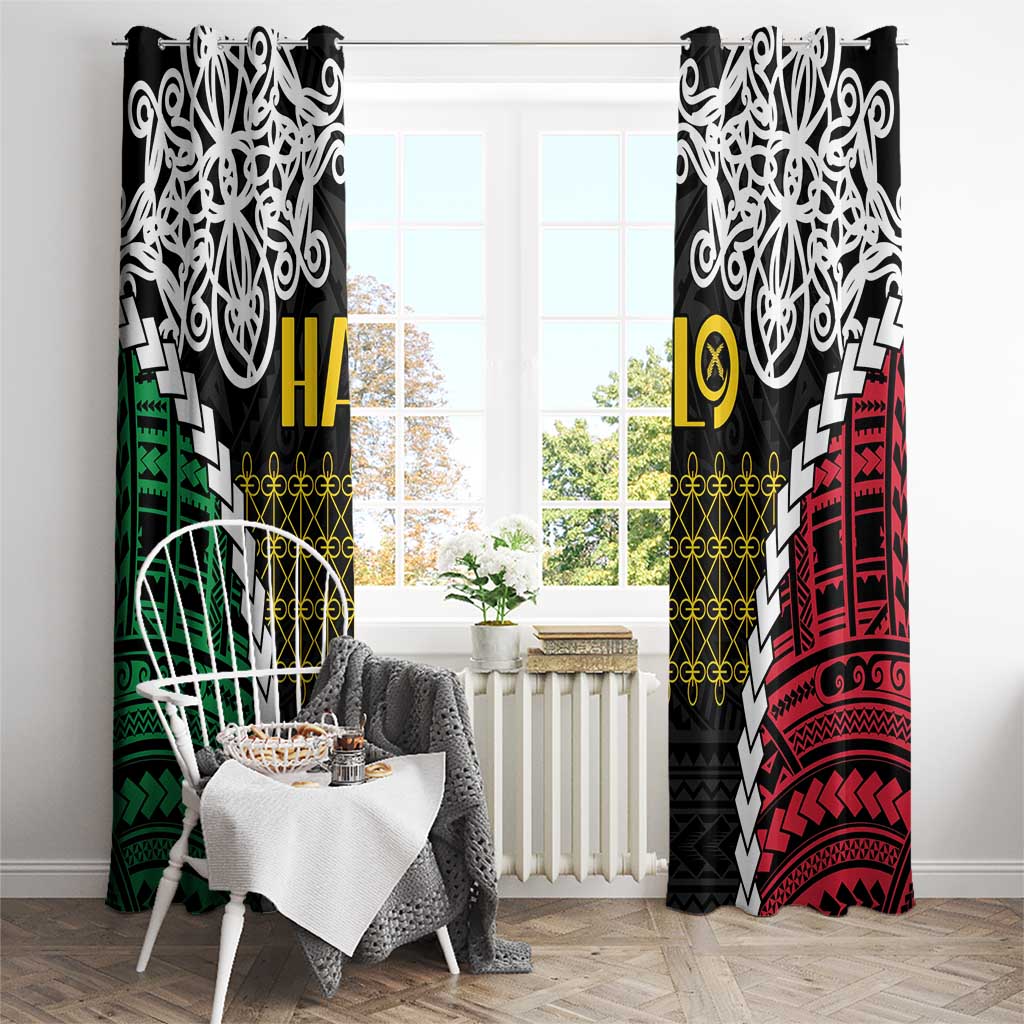 Halo Vanuatu Pride Window Curtain Vanuatuan Sand Drawing Pattern LT9 - Polynesian Pride