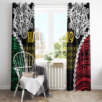 Halo Vanuatu Pride Window Curtain Vanuatuan Sand Drawing Pattern LT9 - Polynesian Pride