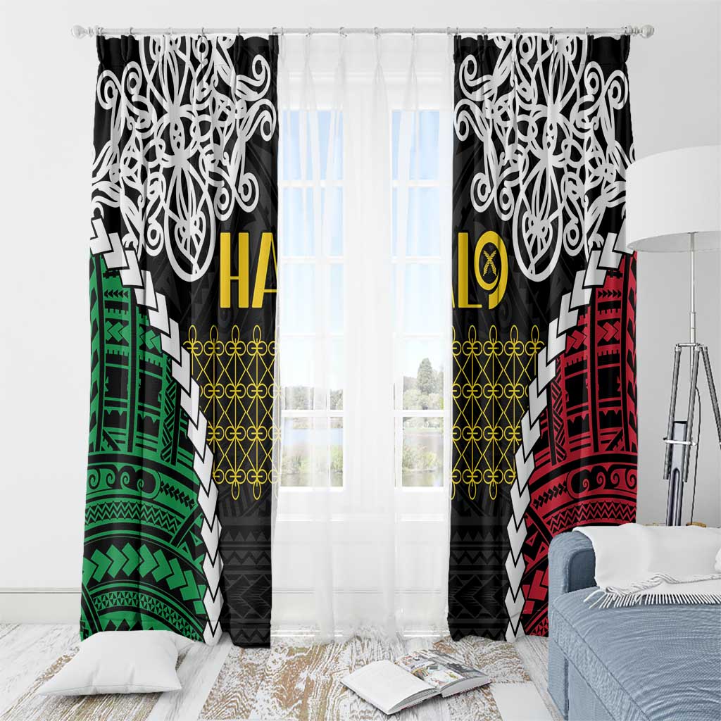 Halo Vanuatu Pride Window Curtain Vanuatuan Sand Drawing Pattern LT9 - Polynesian Pride