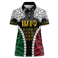 Halo Vanuatu Pride Women Polo Shirt Vanuatuan Sand Drawing Pattern