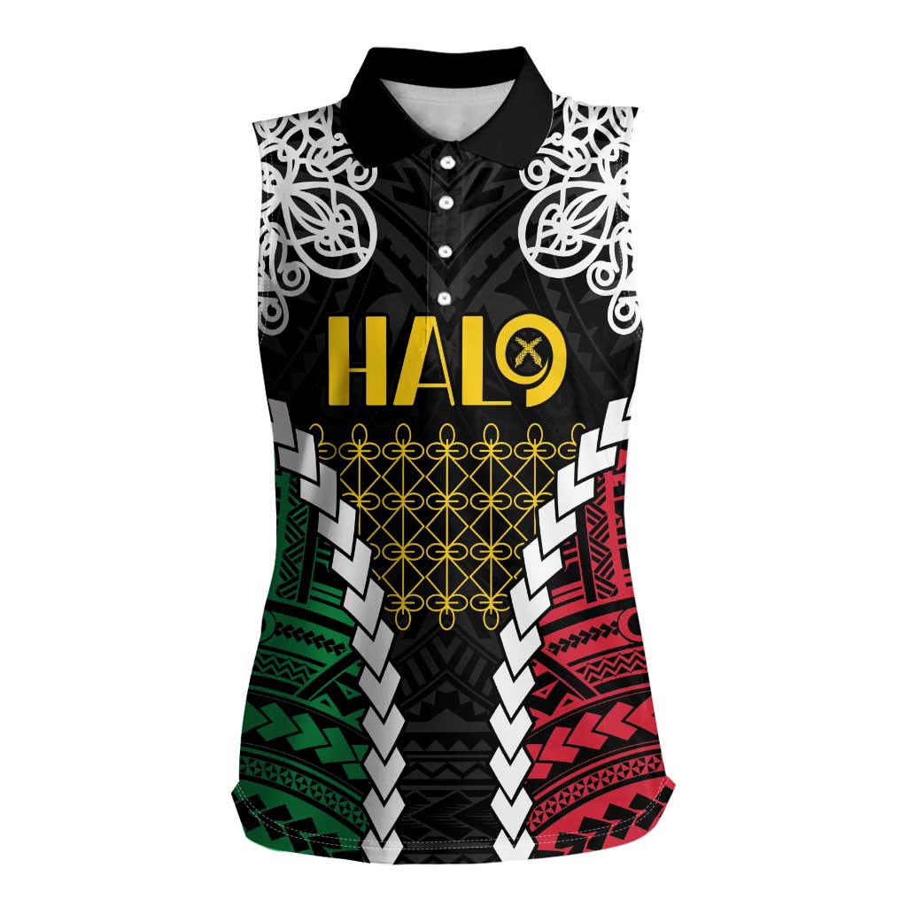 Halo Vanuatu Pride Women Sleeveless Polo Shirt Vanuatuan Sand Drawing Pattern