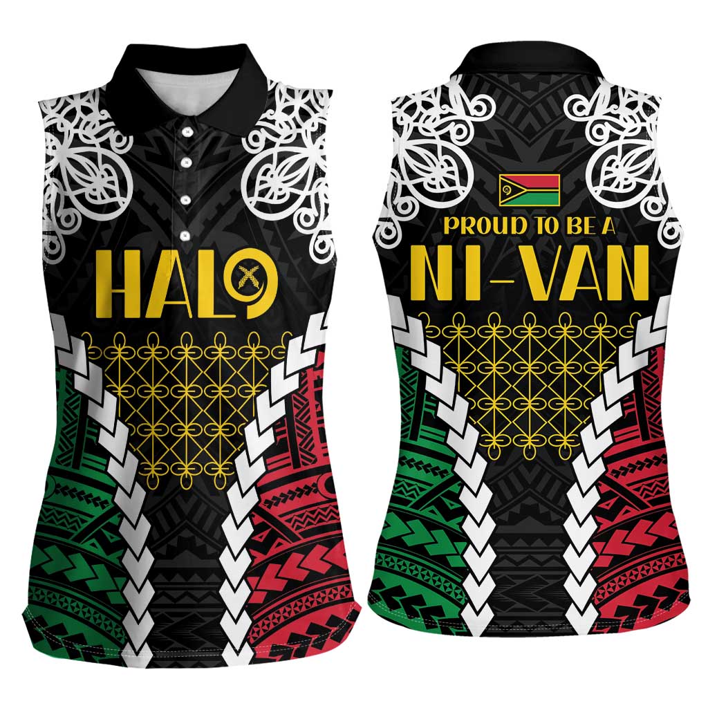 Halo Vanuatu Pride Women Sleeveless Polo Shirt Vanuatuan Sand Drawing Pattern