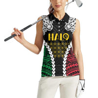 Halo Vanuatu Pride Women Sleeveless Polo Shirt Vanuatuan Sand Drawing Pattern
