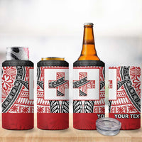 Malo e lelei Tonga 4 in 1 Can Cooler Tumbler Ngatu Tokelau Feletoa Fata Traditional Polynesian Pattern