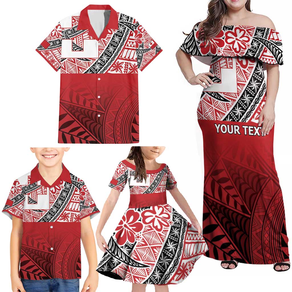 Malo e lelei Tonga Family Matching Off Shoulder Maxi Dress and Hawaiian Shirt Ngatu Tokelau Feletoa Fata Traditional Polynesian Pattern