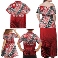 Malo e lelei Tonga Family Matching Off Shoulder Maxi Dress and Hawaiian Shirt Ngatu Tokelau Feletoa Fata Traditional Polynesian Pattern