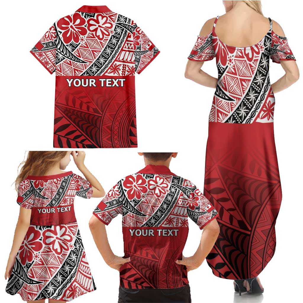 Malo e lelei Tonga Family Matching Summer Maxi Dress and Hawaiian Shirt Ngatu Tokelau Feletoa Fata Traditional Polynesian Pattern