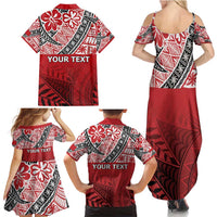 Malo e lelei Tonga Family Matching Summer Maxi Dress and Hawaiian Shirt Ngatu Tokelau Feletoa Fata Traditional Polynesian Pattern