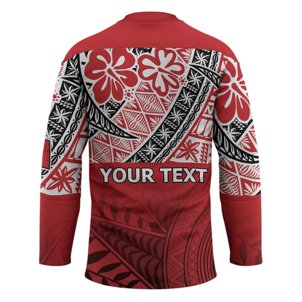 Malo e lelei Tonga Hockey Jersey Ngatu Tokelau Feletoa Fata Traditional Polynesian Pattern - Polynesian Pride