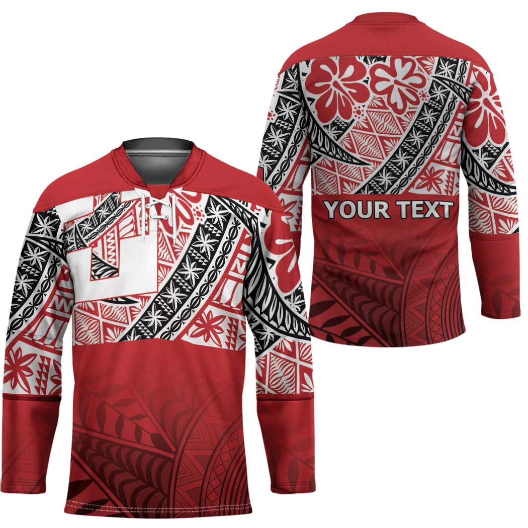 Malo e lelei Tonga Hockey Jersey Ngatu Tokelau Feletoa Fata Traditional Polynesian Pattern - Polynesian Pride