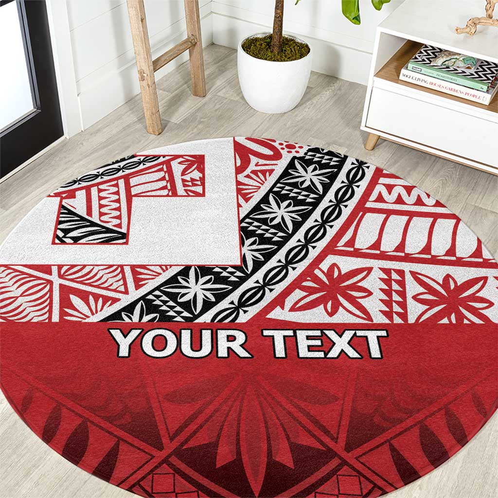 Malo e lelei Tonga Round Carpet Ngatu Tokelau Feletoa Fata Traditional Polynesian Pattern