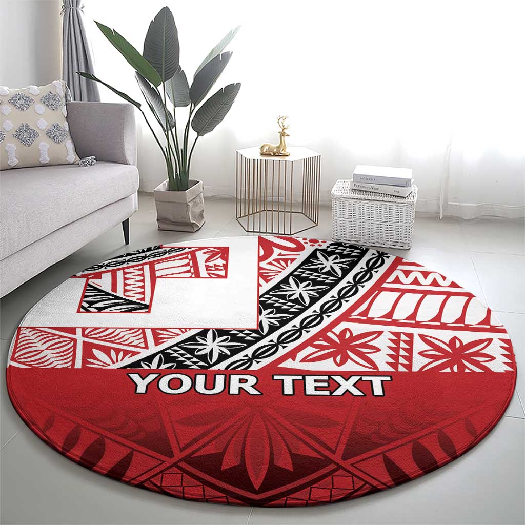 Malo e lelei Tonga Round Carpet Ngatu Tokelau Feletoa Fata Traditional Polynesian Pattern
