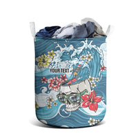 Hawaii Santa Skeleton Surfing Personalized Laundry Basket Mele Kalikimaka i Iulai!