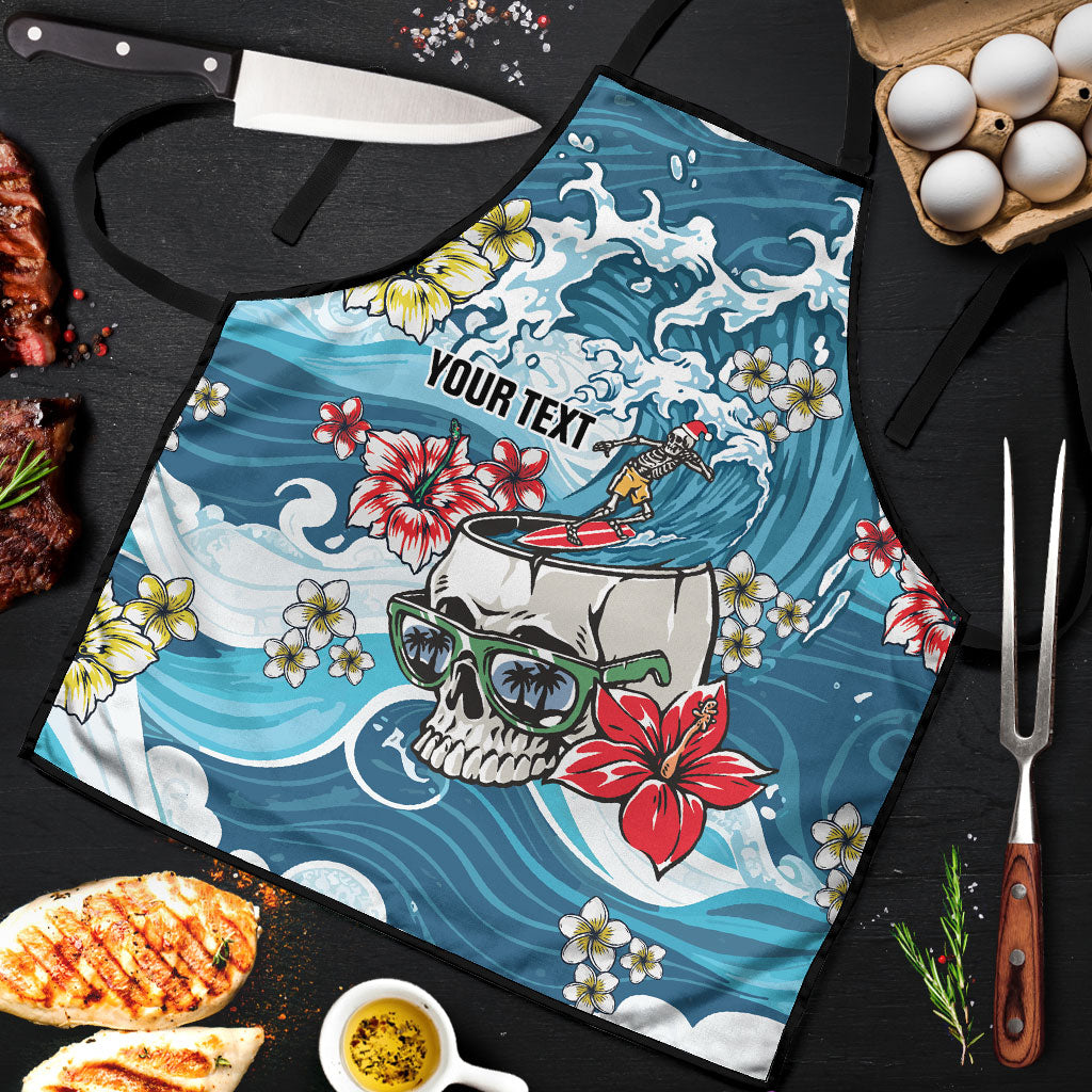 Hawaii Santa Skeleton Surfing Personalized Apron Mele Kalikimaka i Iulai!