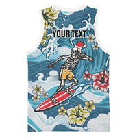 Hawaii Santa Skeleton Surfing Personalized Basketball Jersey Mele Kalikimaka i Iulai!