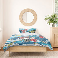 Hawaii Santa Skeleton Surfing Personalized Bedding Set Mele Kalikimaka i Iulai!