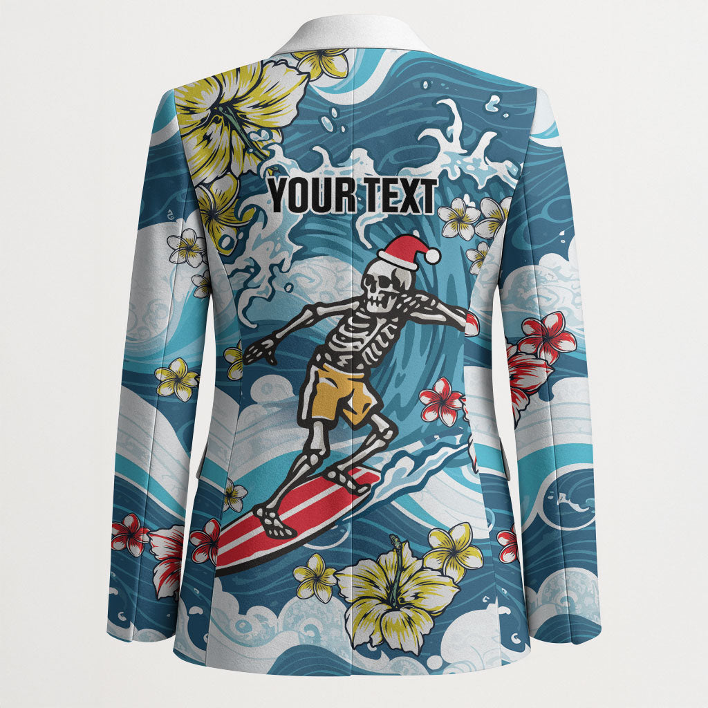 Hawaii Santa Skeleton Surfing Personalized Blazer Mele Kalikimaka i Iulai!