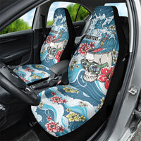 Hawaii Santa Skeleton Surfing Personalized Car Seat Cover Mele Kalikimaka i Iulai!
