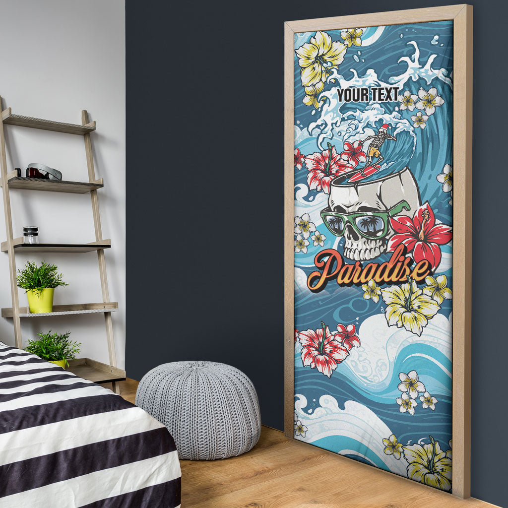Hawaii Santa Skeleton Surfing Personalized Door Cover Mele Kalikimaka i Iulai!
