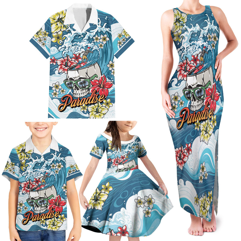 Hawaii Santa Skeleton Surfing Personalized Family Matching Tank Maxi Dress and Hawaiian Shirt Mele Kalikimaka i Iulai! LT9 - Polynesian Pride