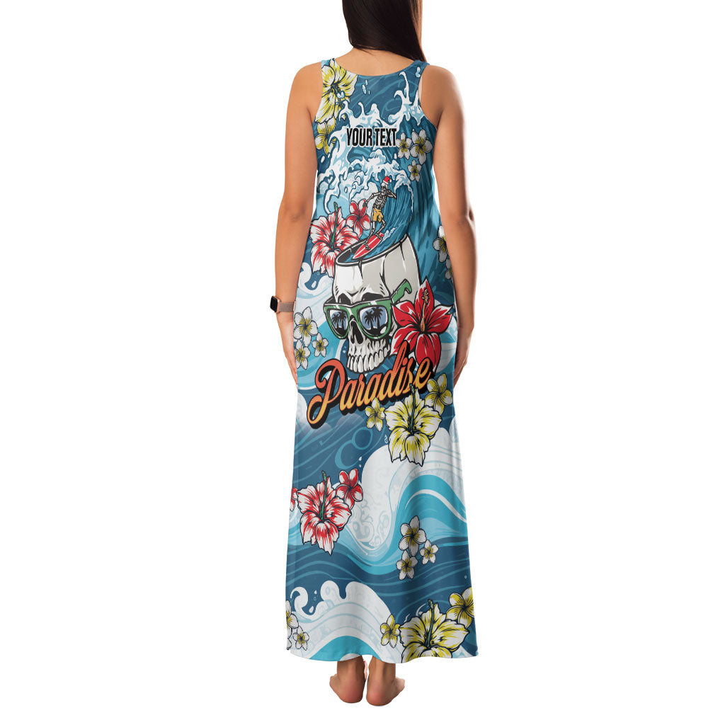 Hawaii Santa Skeleton Surfing Personalized Family Matching Tank Maxi Dress and Hawaiian Shirt Mele Kalikimaka i Iulai!