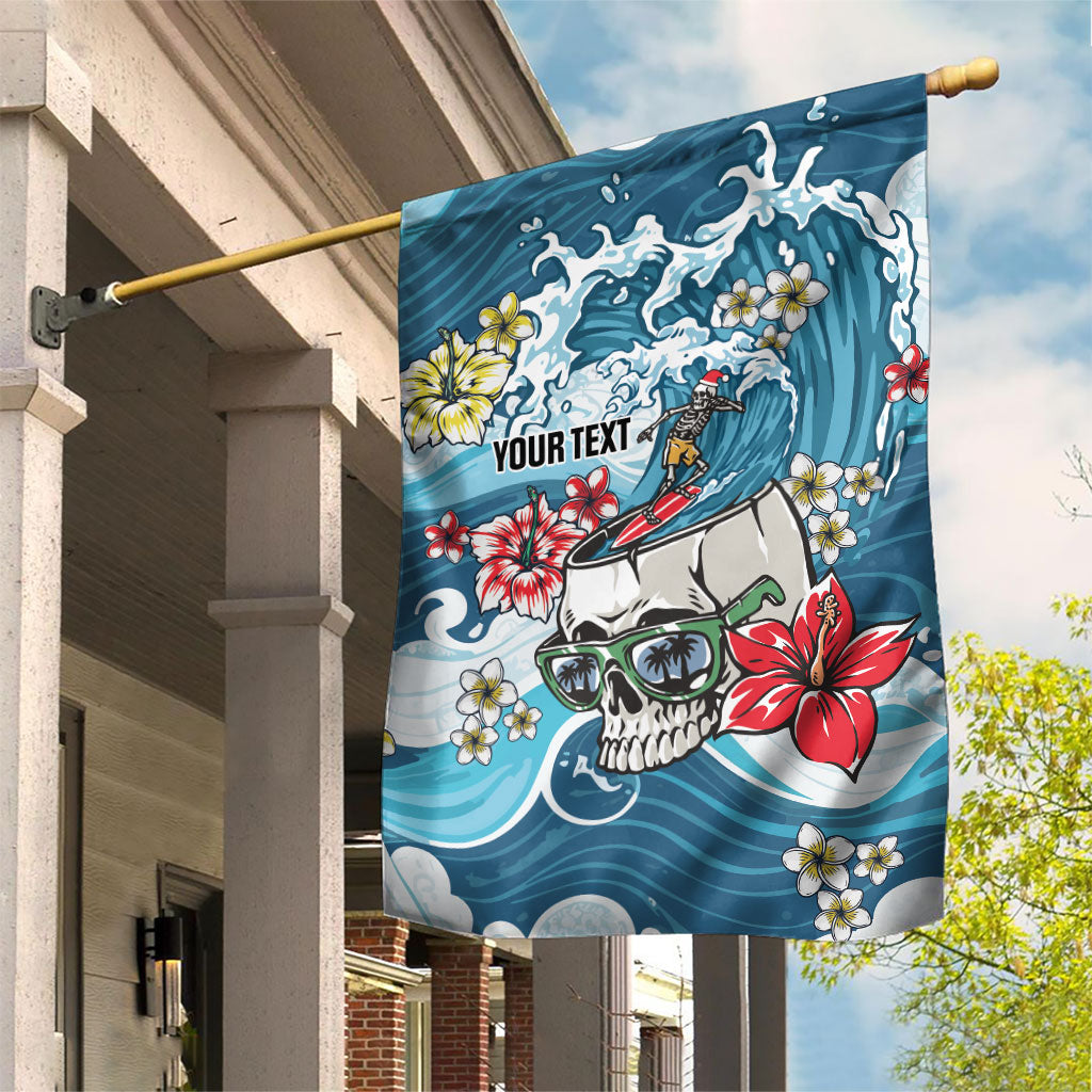 Hawaii Santa Skeleton Surfing Personalized Garden Flag Mele Kalikimaka i Iulai!